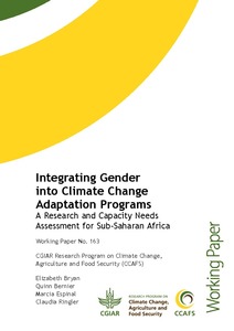 Integrating gender into climate change adaptation programs:  a research and capacity needs assessment for Sub-Saharan Africa